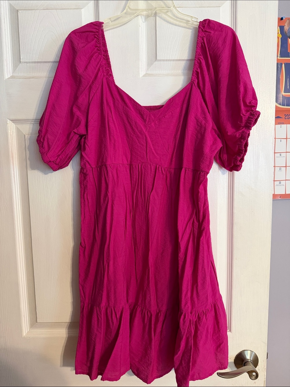 Nine West Fuchsia Puff-Sleeve Mini Dress